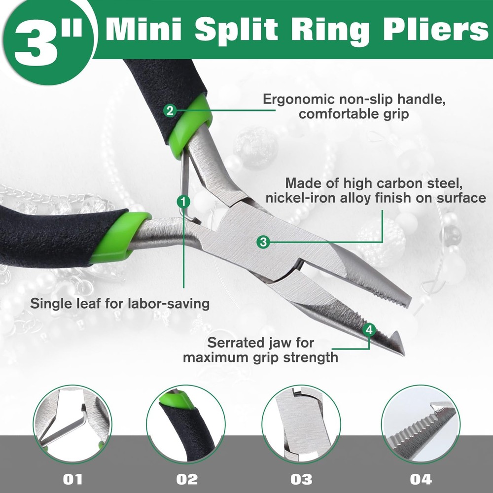 Mini Split Ring Pliers Jewelry Pliers 3" Split Ring Tool Jump Ring Opener Spl...