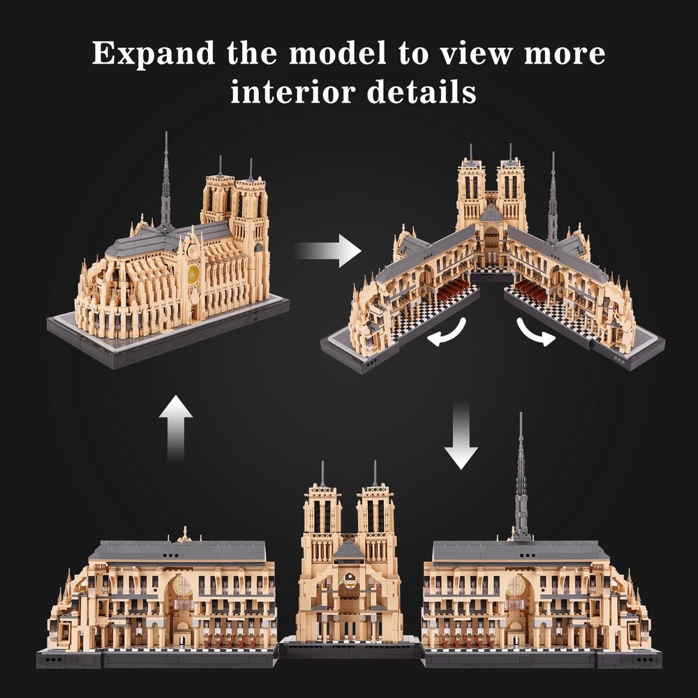 Architecture Notre-Dame de Paris Model Building Block Set, Openable Architect...