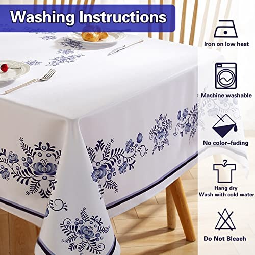 Rectangle Tablecloth Blue 120" x 60" (Rectangular) Blue and White Porcelain