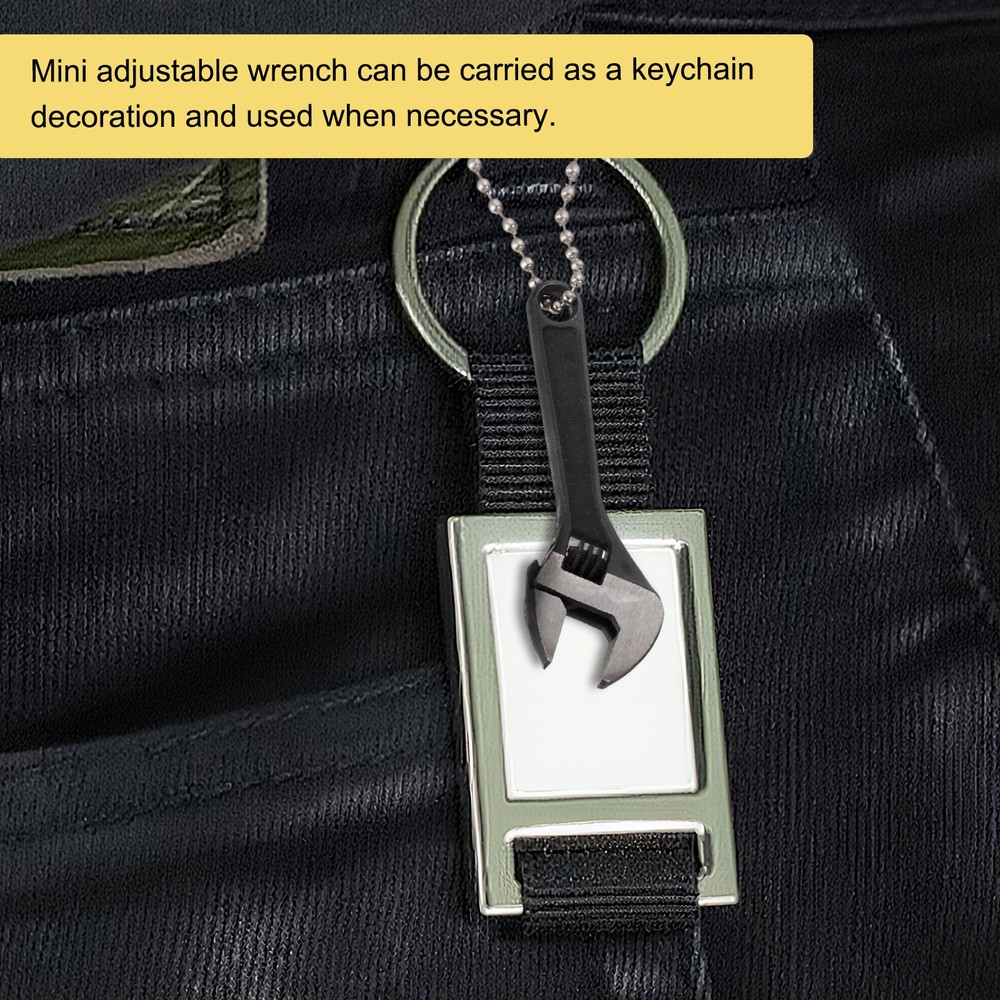 2pcs Mini Adjustable Wrench 2.5" Tiny Spanner Keychain Hand Knurl Tool, Silver