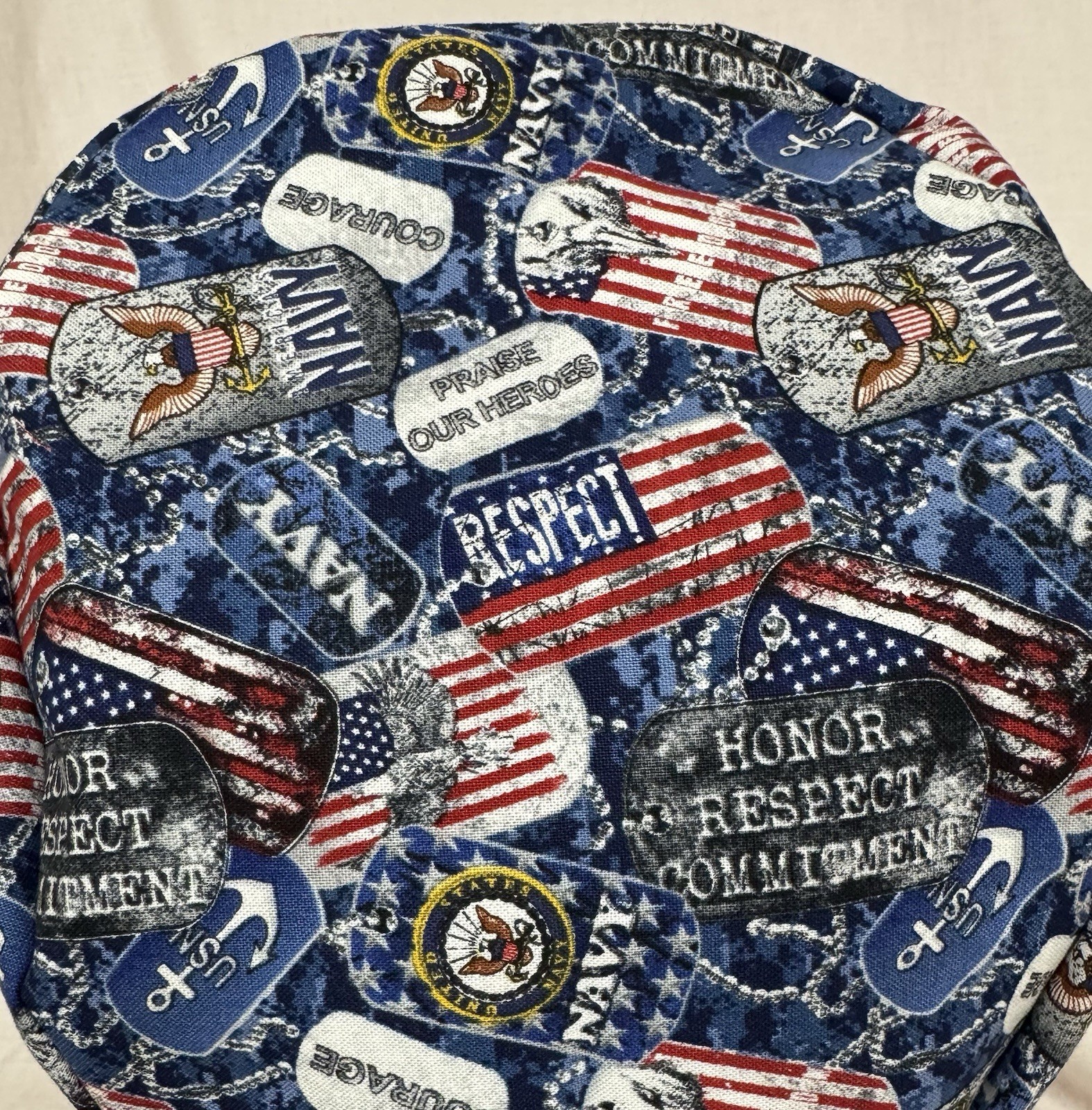 Men/Women Surgical Scrub Cap Lined Navy Tags Respect 100% Cotton