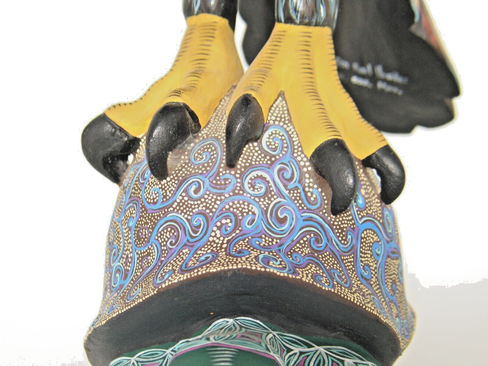 Oaxacan Wood Carving by Raul Ibanez "Owl on top of Tortoise" Mexican Folk Art