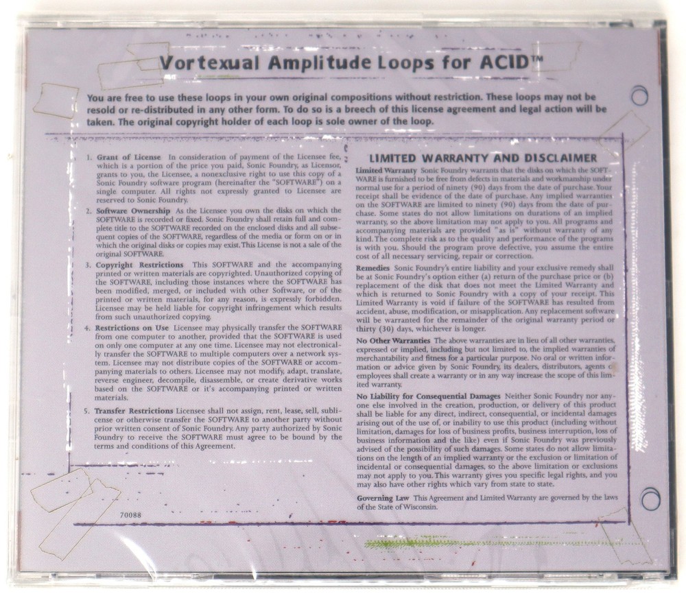 Sonic Foundry Vortexual Amplitude Loops For Acid Sound Library/Sampling CD