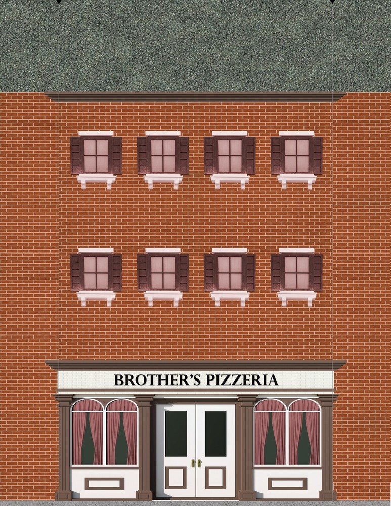 10 Strorefront Flat Buildings for Backgrounds for O Scale Train Layouts