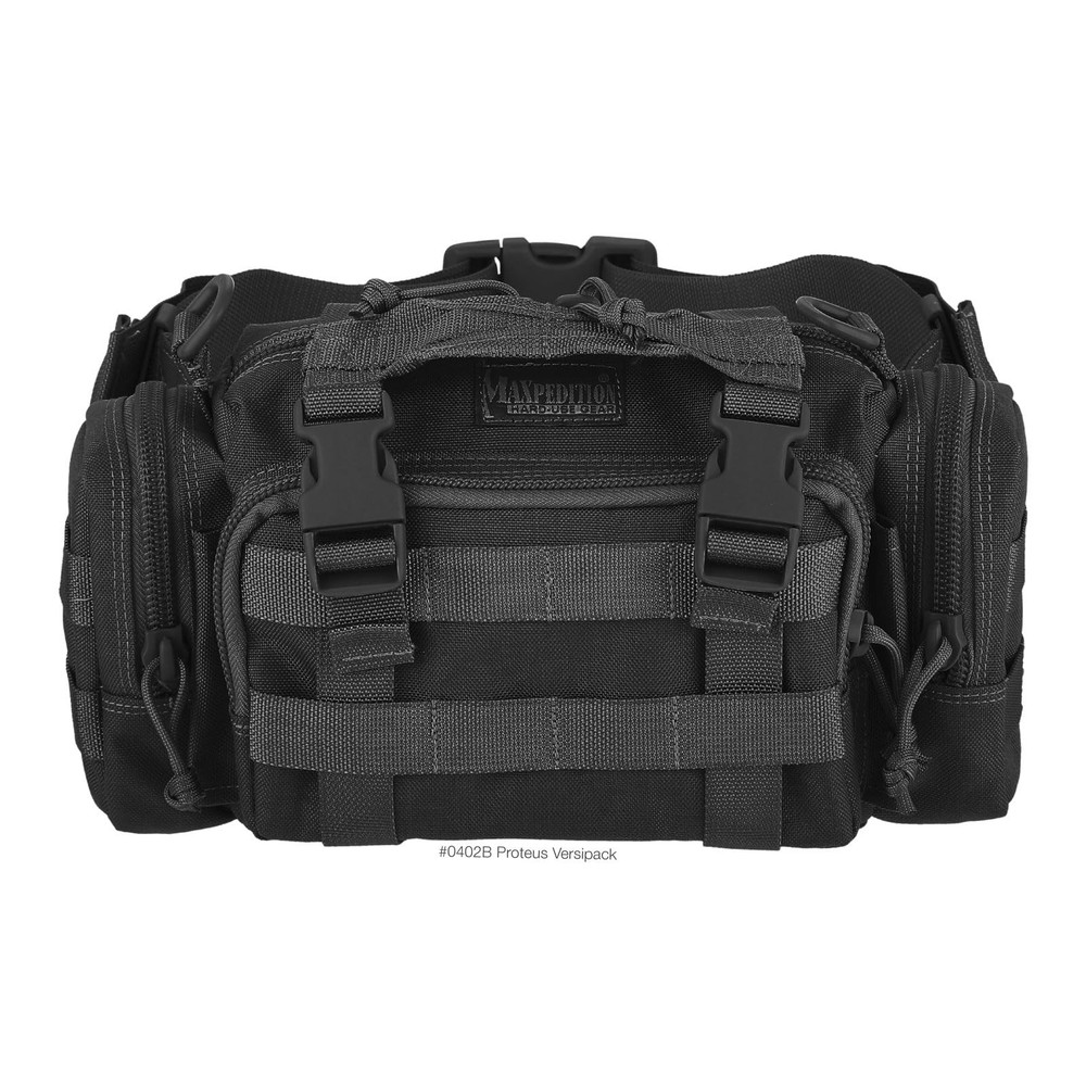 Maxpedition Proteus Versipack Waist Pack, Black - Durable & MOLLE Compatible