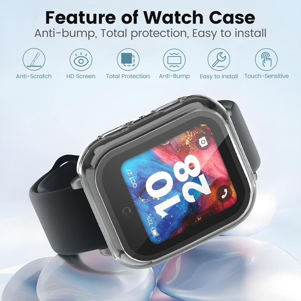 Compatible with Bark Watch Screen Protector, 2 Pack Bumper Case with Scratch-Res