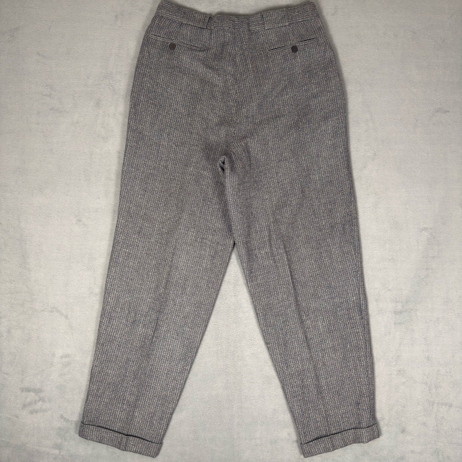 Vintage 80s Basile Made in Italy 100% Wool Pleated Cuffed Dress Pants Mens 31x29