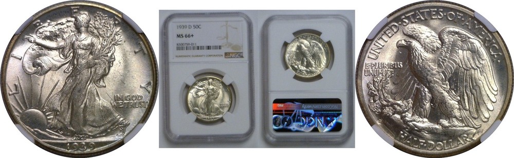 1939-D Walking Liberty Half Dollar   NGC MS-66+