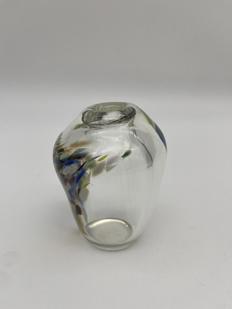 Confetti Art Glass Vase Hand Blown, EUC