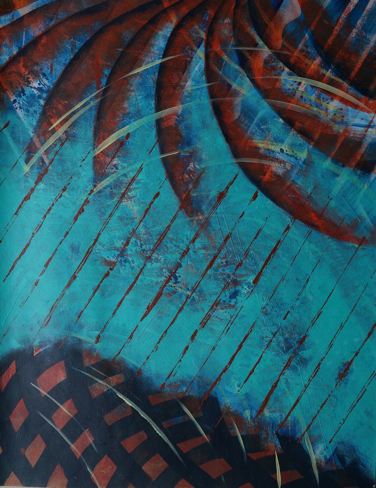 Acrylic Painting Abstract Composition - Signed TEMPE (20th)