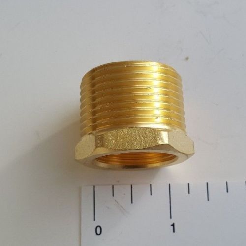 1) 1" MALE X 3/4" FEMALE NPT PIPE THREAD HEX REDUCER BUSHING - LEAD FREE BRASS