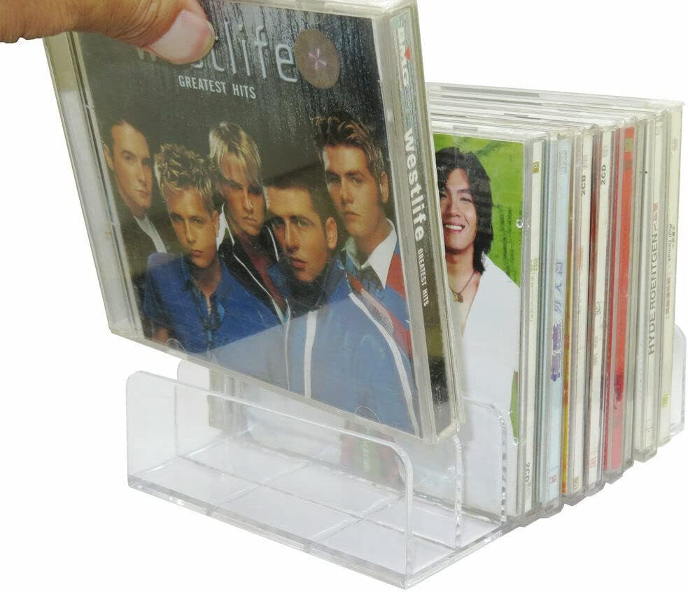 DVD - Clear Acrylic - Stackable DVD and CD Holder, CD Display Rack CD Organizer