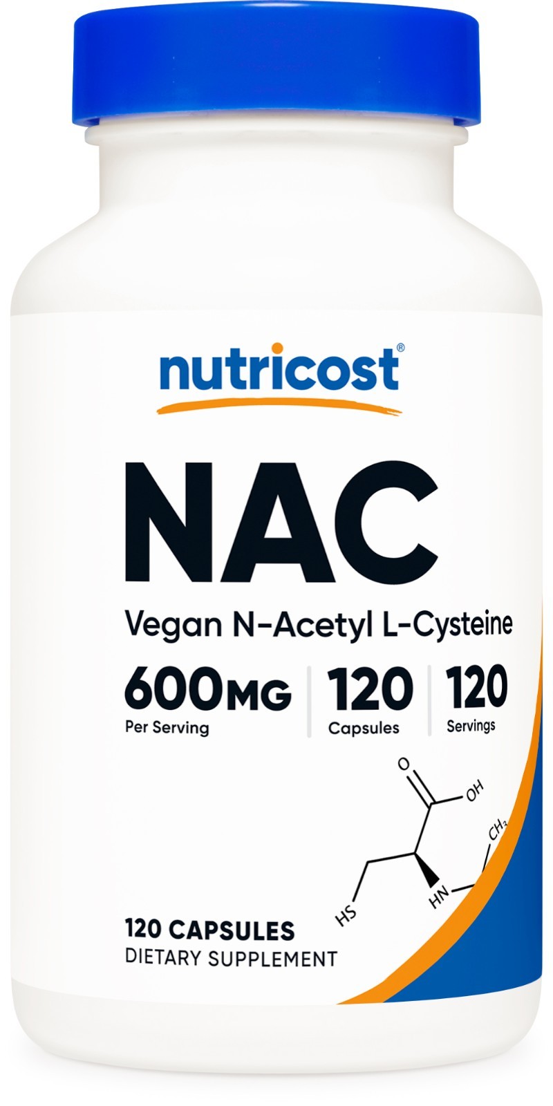 Nutricost N-Acetyl L-Cysteine (NAC) 600mg, 120 Vegan Capsules - Non-GMO