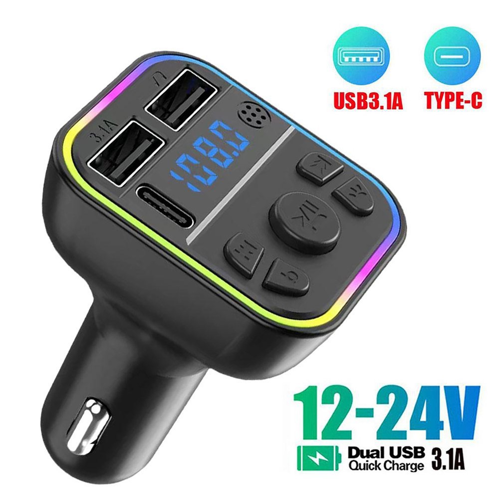 Fast Charger Car FM Transmitter Adapter PD Type-C Dual USB Fast Charger Adapter