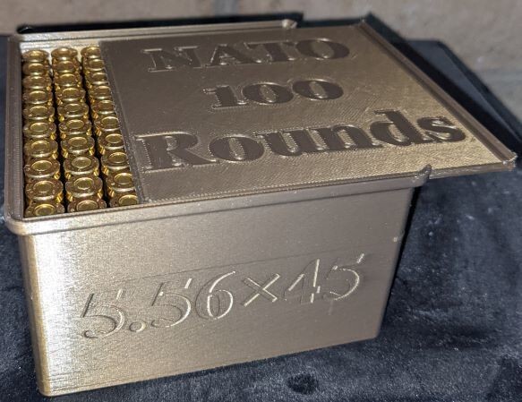 Stackable 5.56x45mm NATO Ammo Box 100 Rounds (Black)