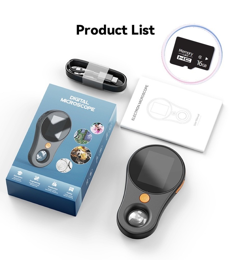 500X 1080P Digital Microscope 2 Inch Screen Video Coin Microscope+16G TF card