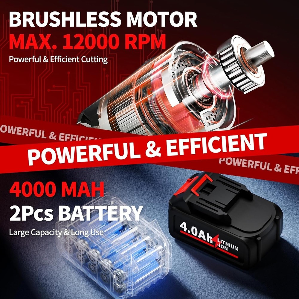 Versatile Cordless Angle Grinder with Cutting Wheels and Battery Indicator