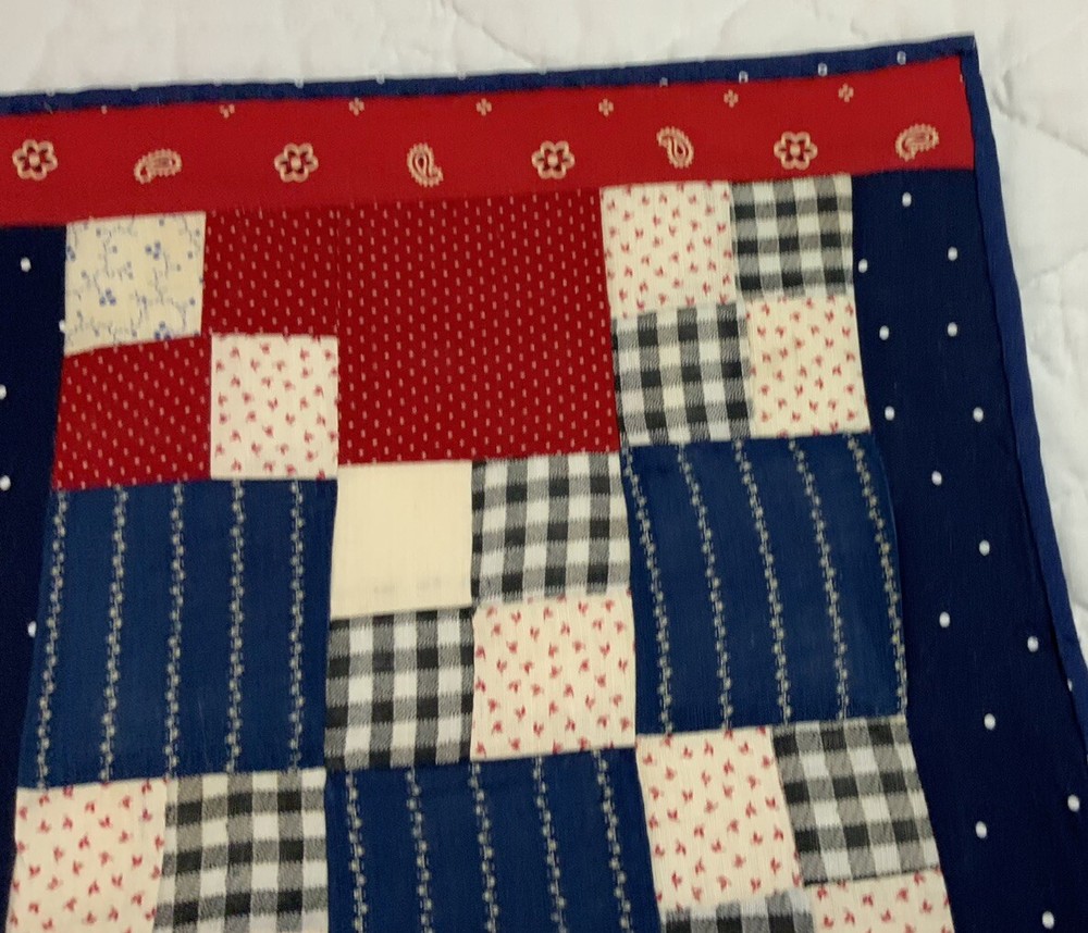 Vintage Antique Patchwork Quilt Table Topper Or Wall Hanging, Nine Patch, Multi