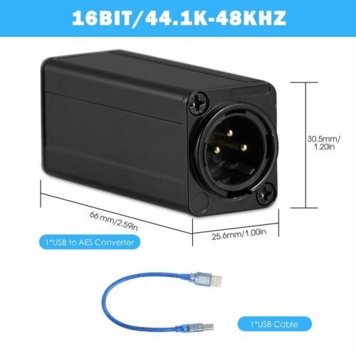 Passive USB to AES Audio Adapter Converter Mini Digital Interface 16Bit / 48KHz