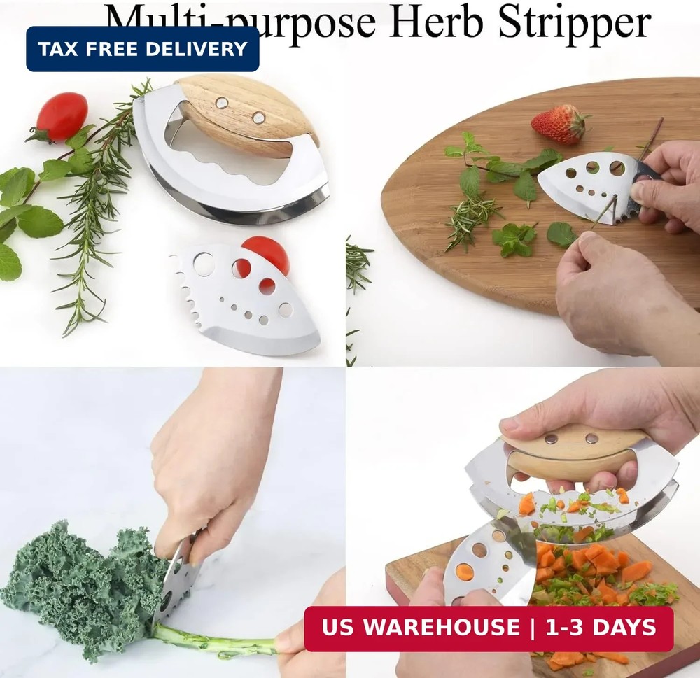 Salad Chopper Tools with Protective Cover, Sharp Mezzaluna Chopping Knife, Doubl