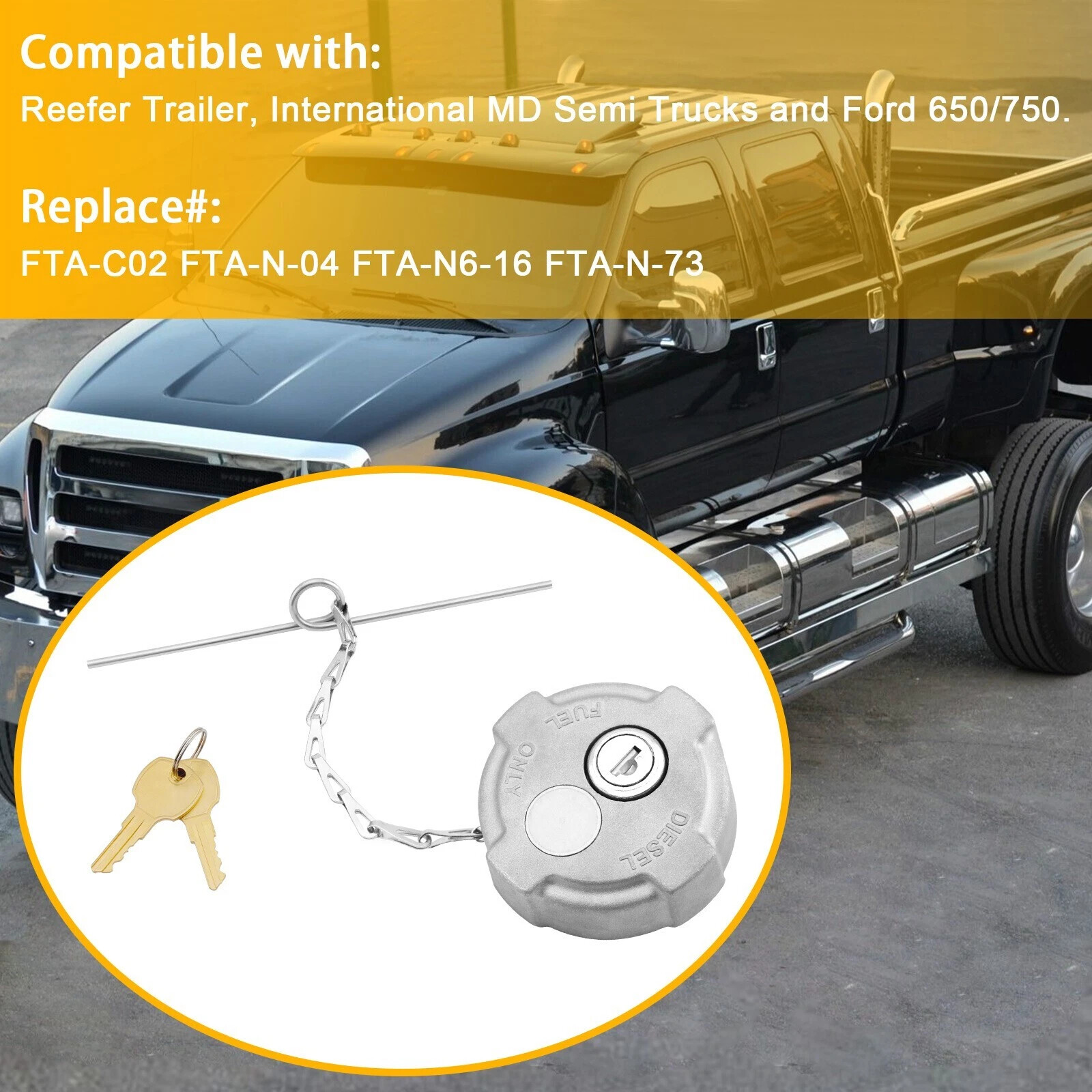 2 1/4" Locking Diesel Fuel Cap Fit International 4300 4400 Reefer Trailer Ford