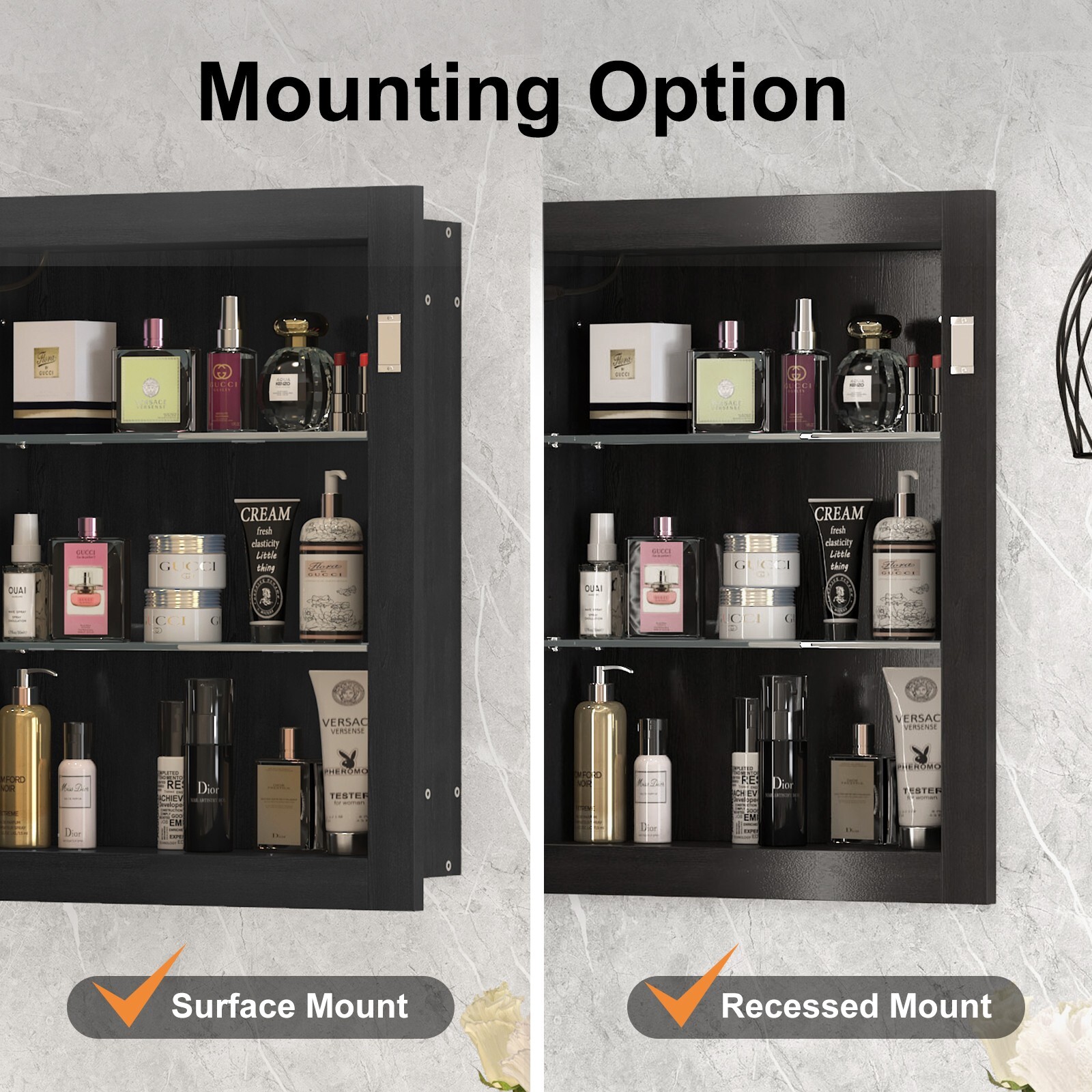 Oval Medicine Cabinet with Lights Bathroom Medicine Cabinet with Mirror 3 Light