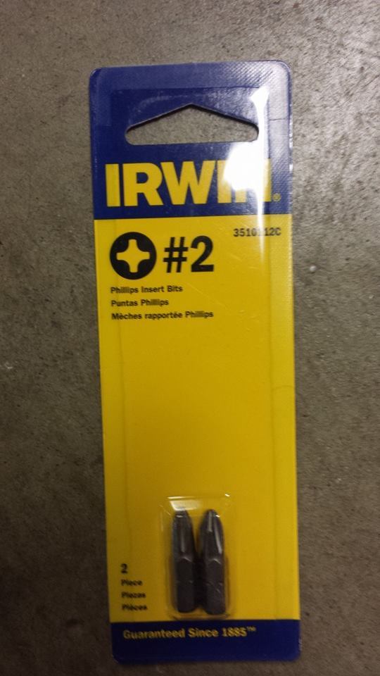 2 pack Irwin 3053006 #2 x 1" Square Recess Insert Bits   W291