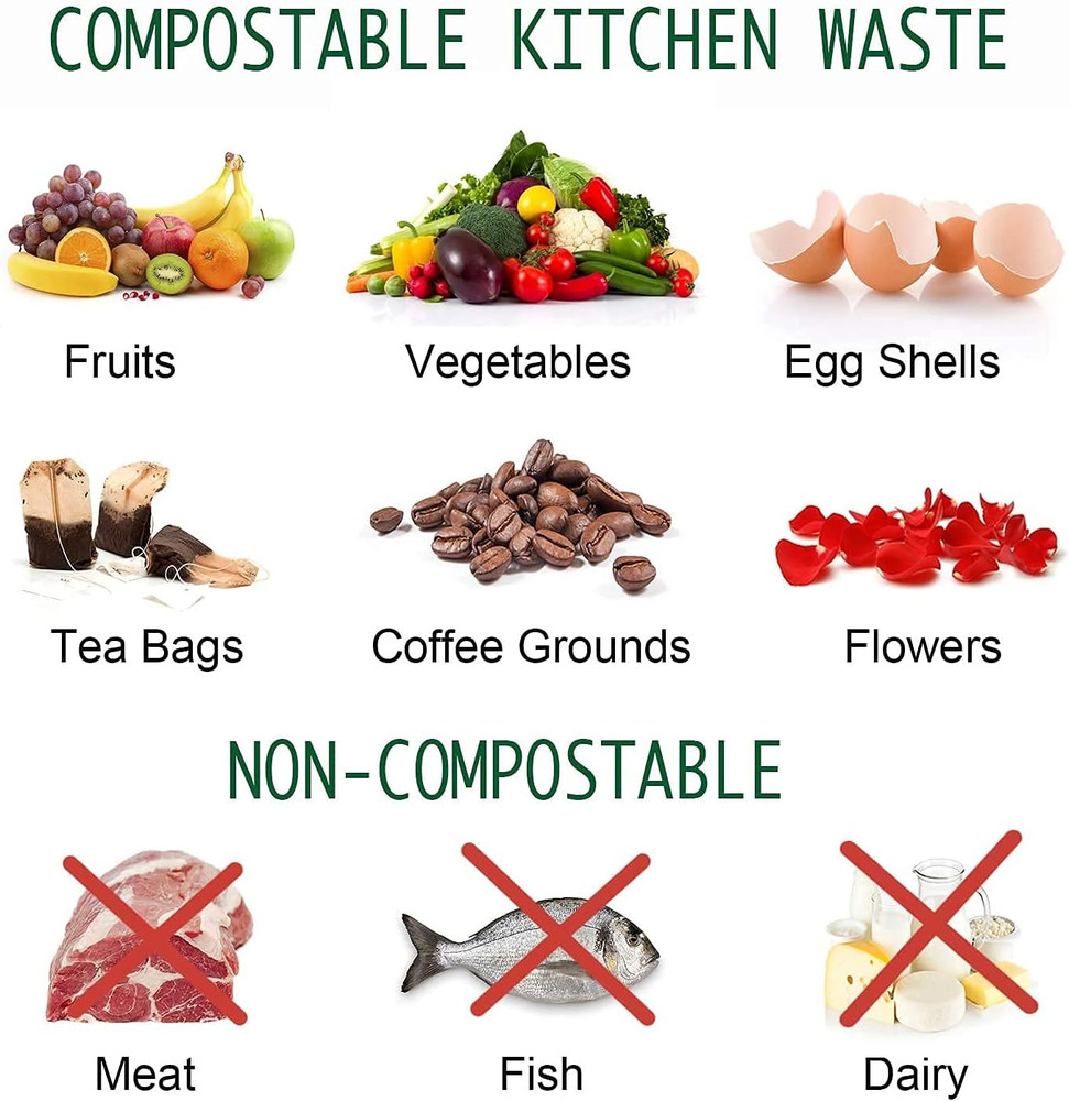 Compost Bin for Kitchen Counter, Small Metal Compost Bin Indoor Kitchen Sealed
