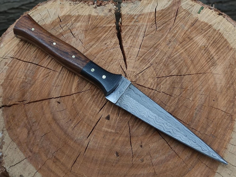 Handmade Damascus Knife Double Edged Dagger Boot Toothpick knife