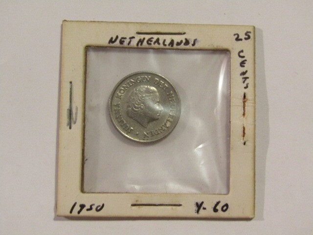 Netherlands 1950 25 Cents Coin