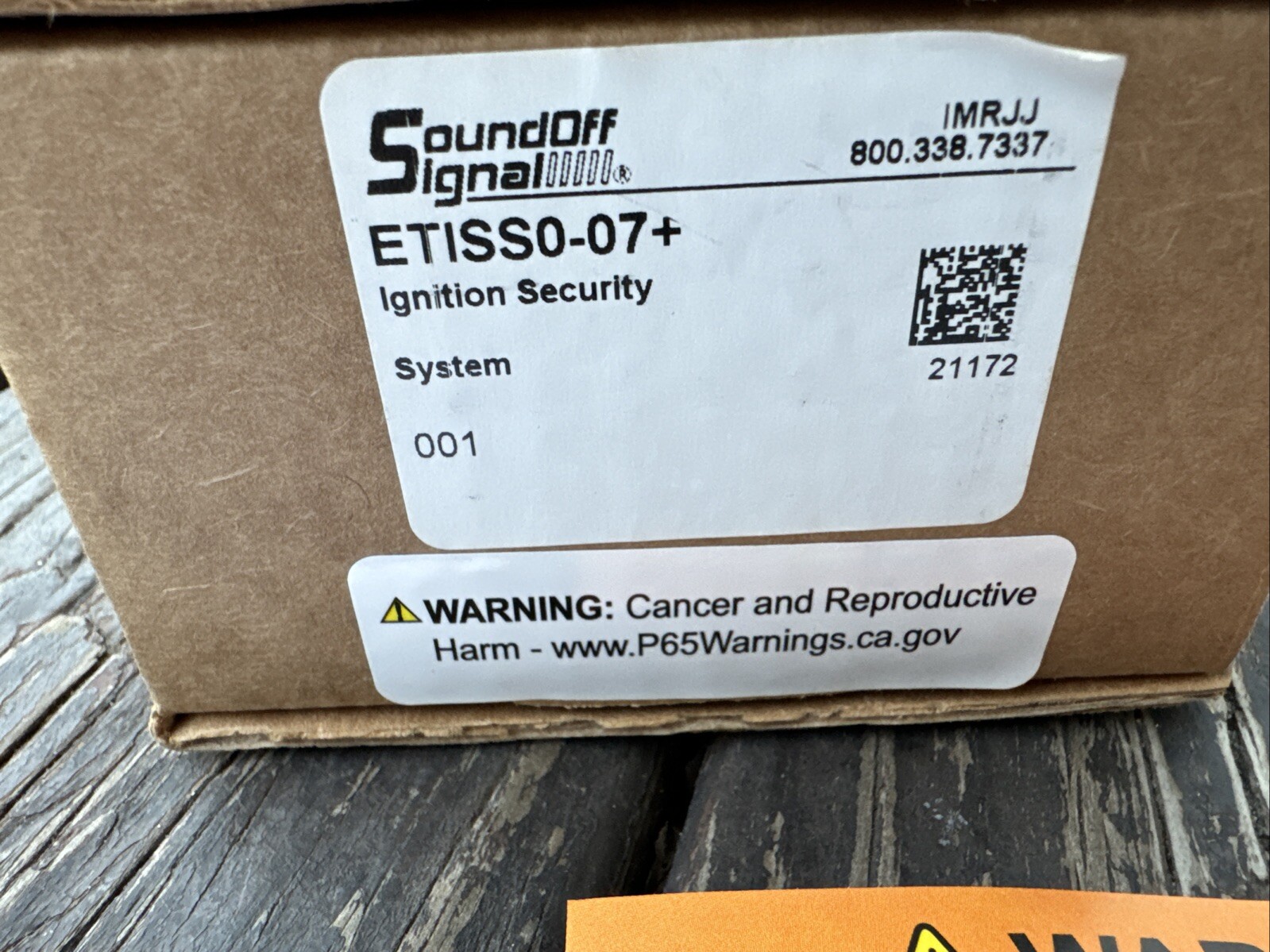 Sound Off Signal SOS ETISS0-07+ Ignition Security System