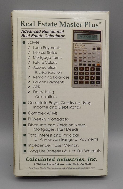 Real Estate Plus Calculator in Box Original Vintage Paperwork Case Untested