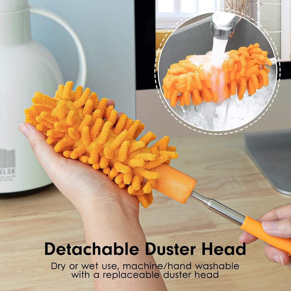 Microfiber Duster for Cleaning,Tukuos Hand Washable Dusters with 2pcs Replaceabl
