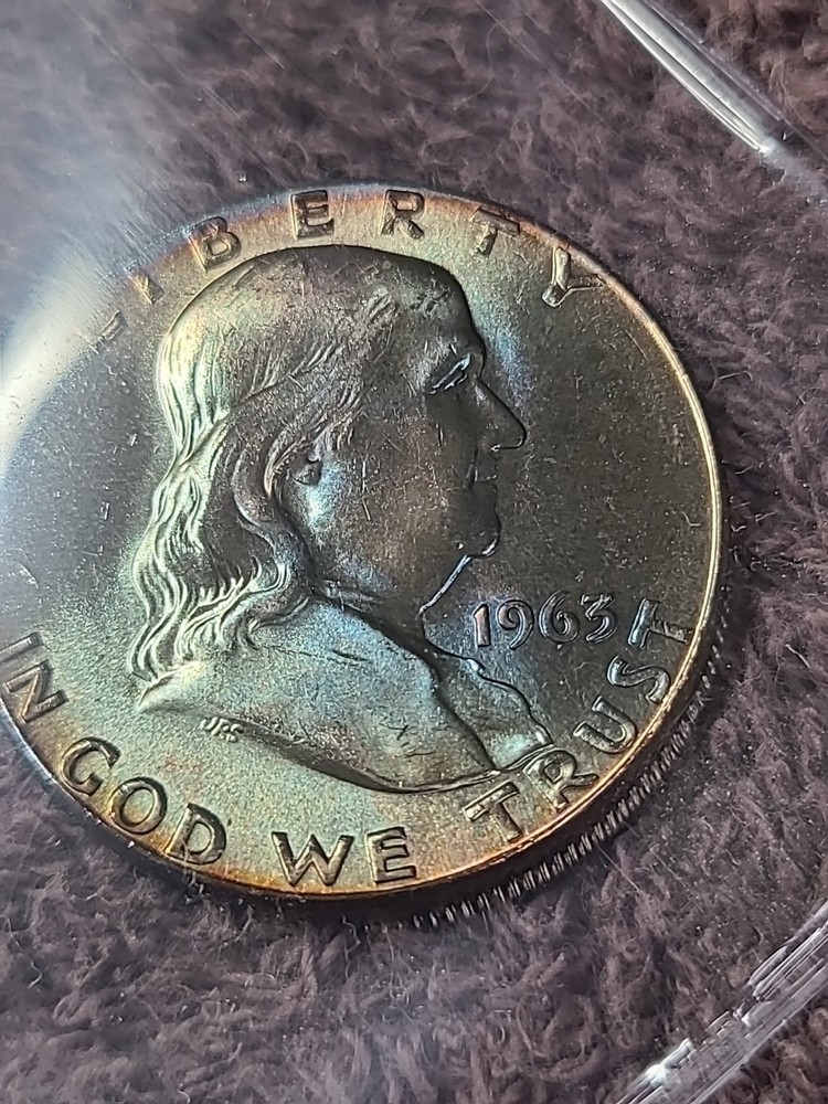 1963 franklin half dollar 🌈 Toned🌈