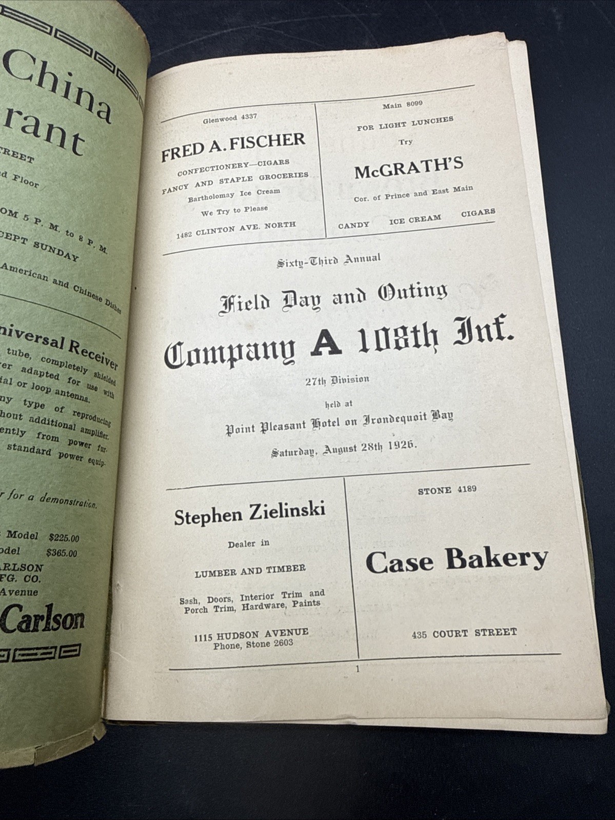 RARE 1926 27th Infantry Division 108th Company A Field Day Souvenir History book