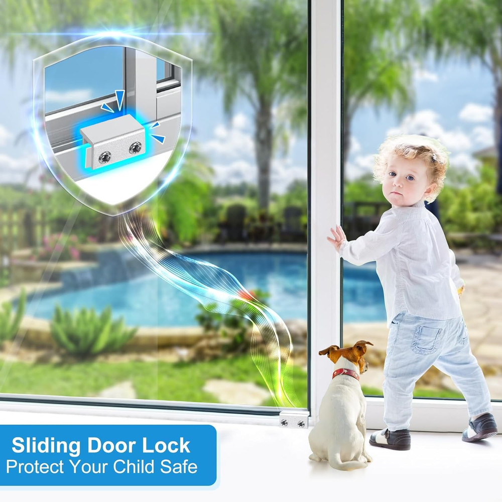 4 Sets Sliding Window Locks with Key, Window Locks for Up and Down Windows,Easy