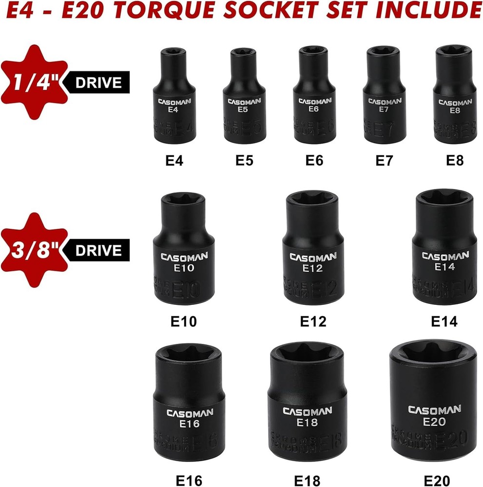 Versatile 11PC E Torx Socket Set - Rugged Design for Mechanics & DIY Projects