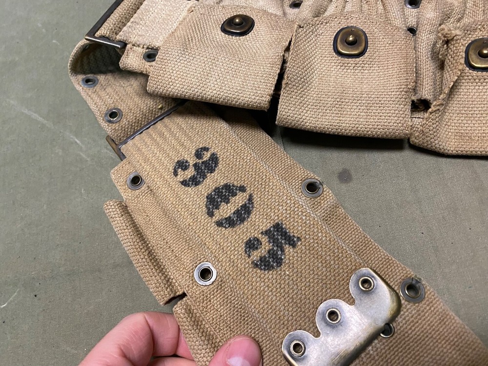 ORIGINAL WWI US ARMY M1910 INFANTRY M1903 RIFLE 10 POCKET AMMO BELT-RUSSELL