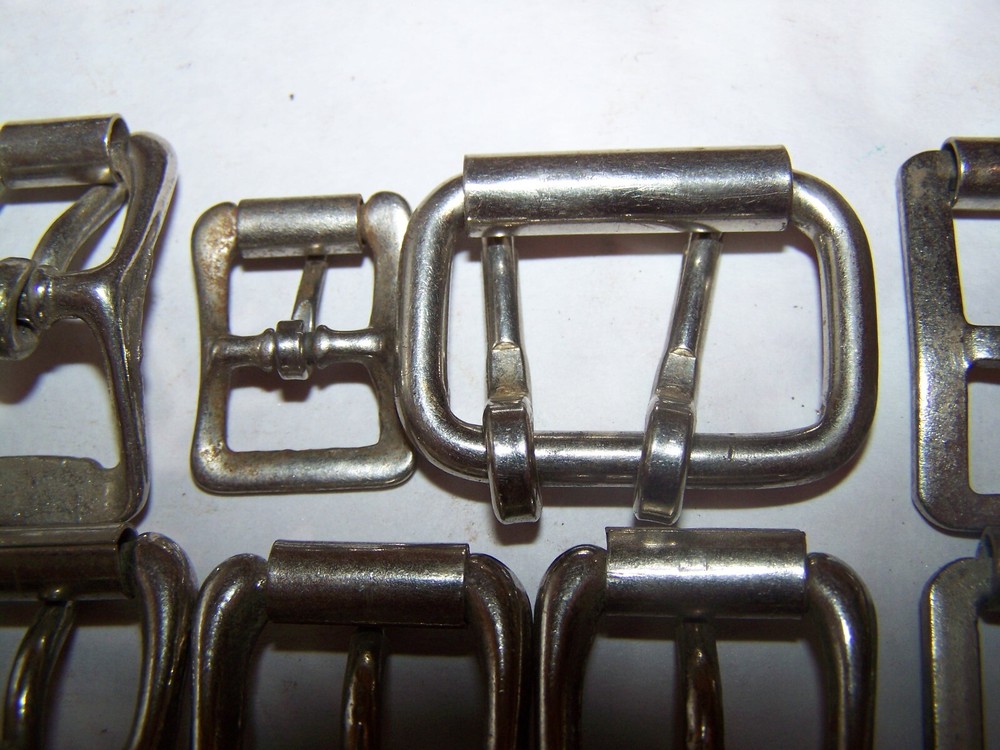 NOS Vintage Rectangular Single Double Prong Roller Buckle for Leather Strap
