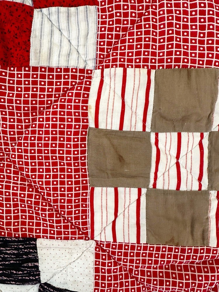 Vintage Handmade Nine Patch Quilt