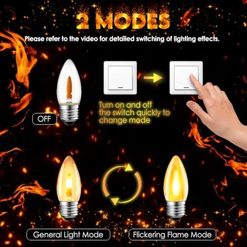 Flame Light Bulbs,Flickering Flame Bulbs with 2 Modes,E26 E26-6PACK 1800k