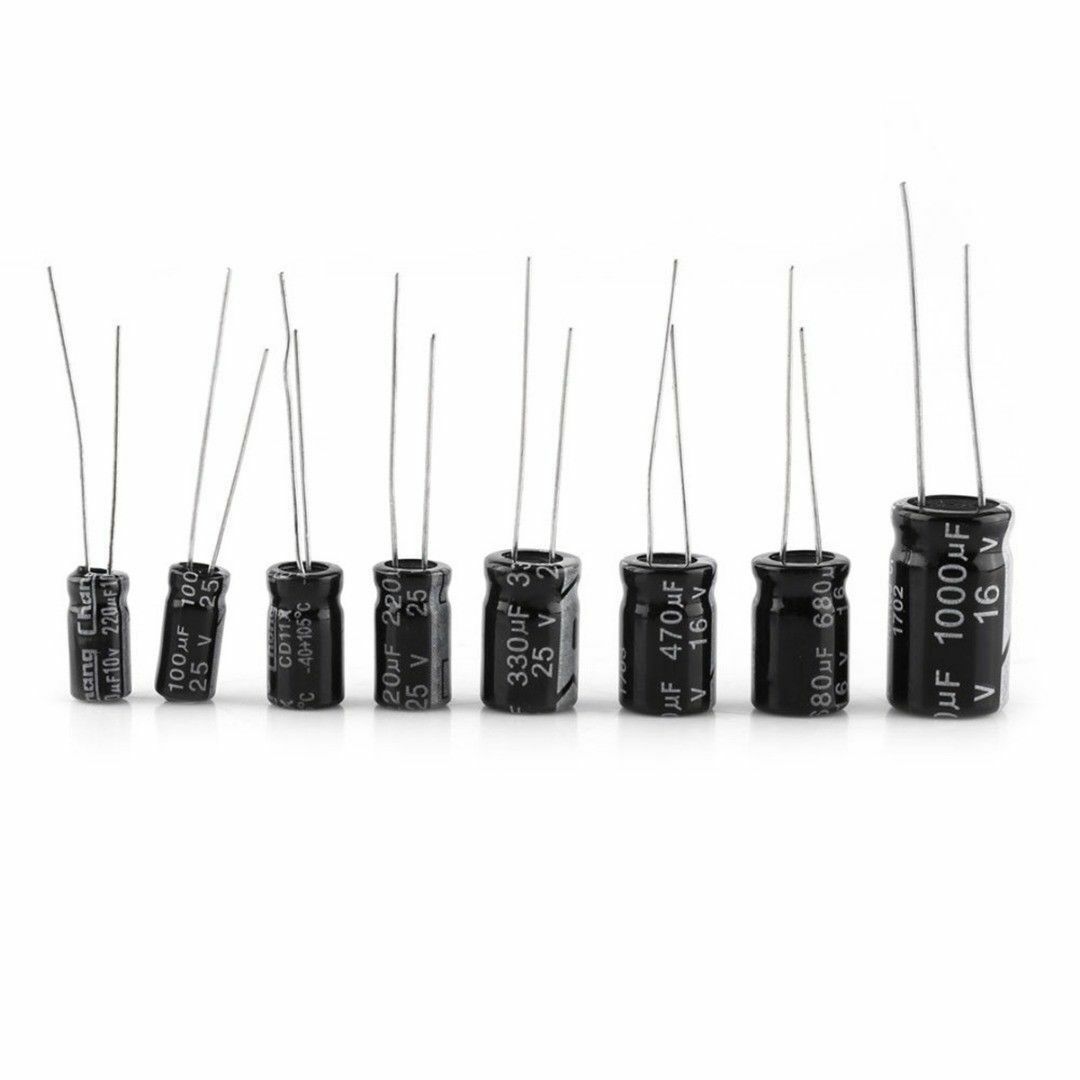 500pc Radial Electrolytic Capacitor Assortment Kit 24 Value 0.1uF-1000uF 10V-50V