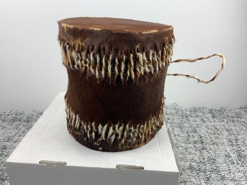 Stretched Cowhide Drum  Small  Native American?