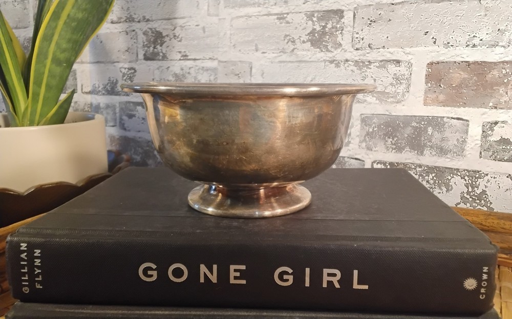 Vintage Poole Silver Co. Silverplate Bowl #502 Pedestal Base 6 in. 1960s