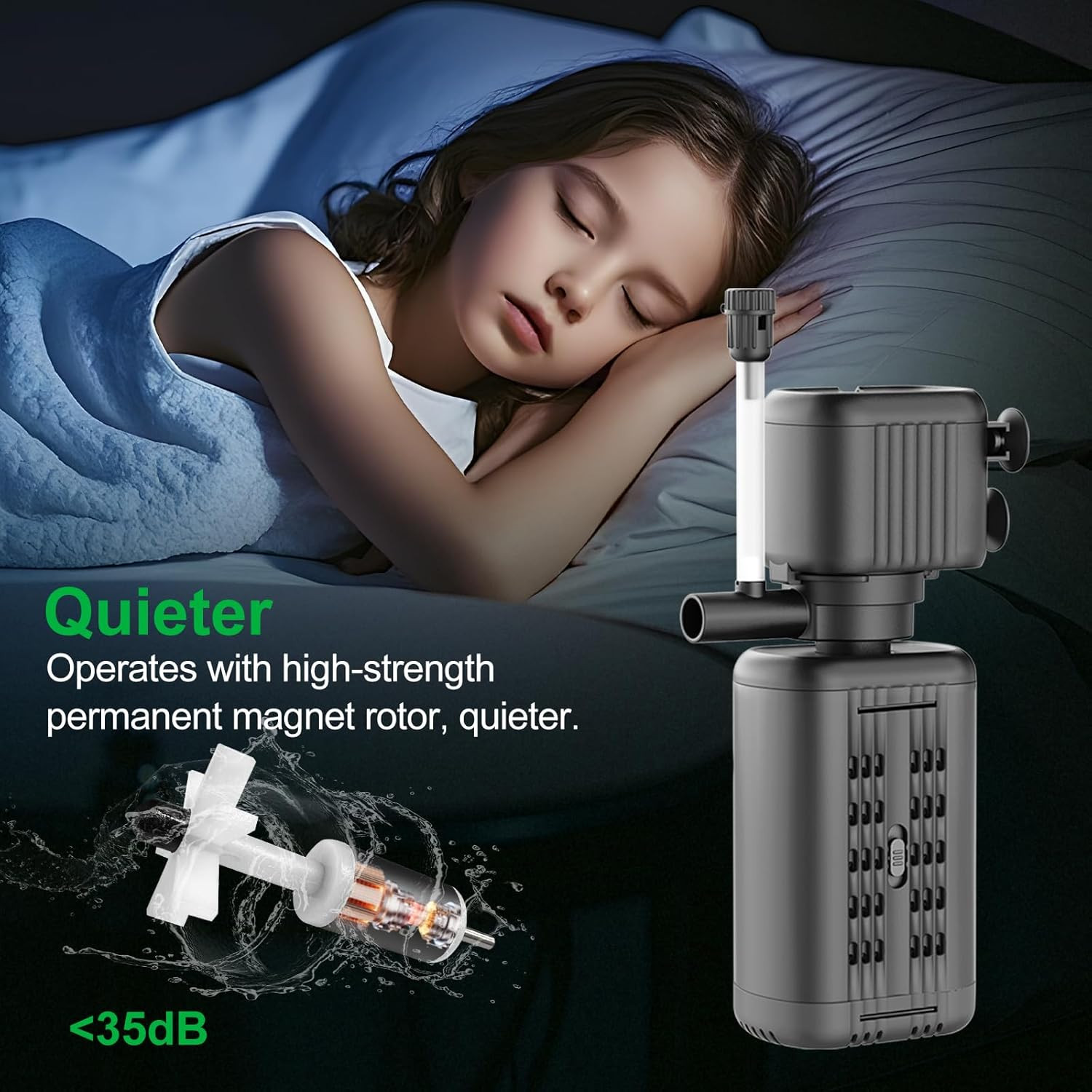 40-150 Gallon Internal Aquarium Filter, 4-In-1 Submersible Power Fish Tank Filte