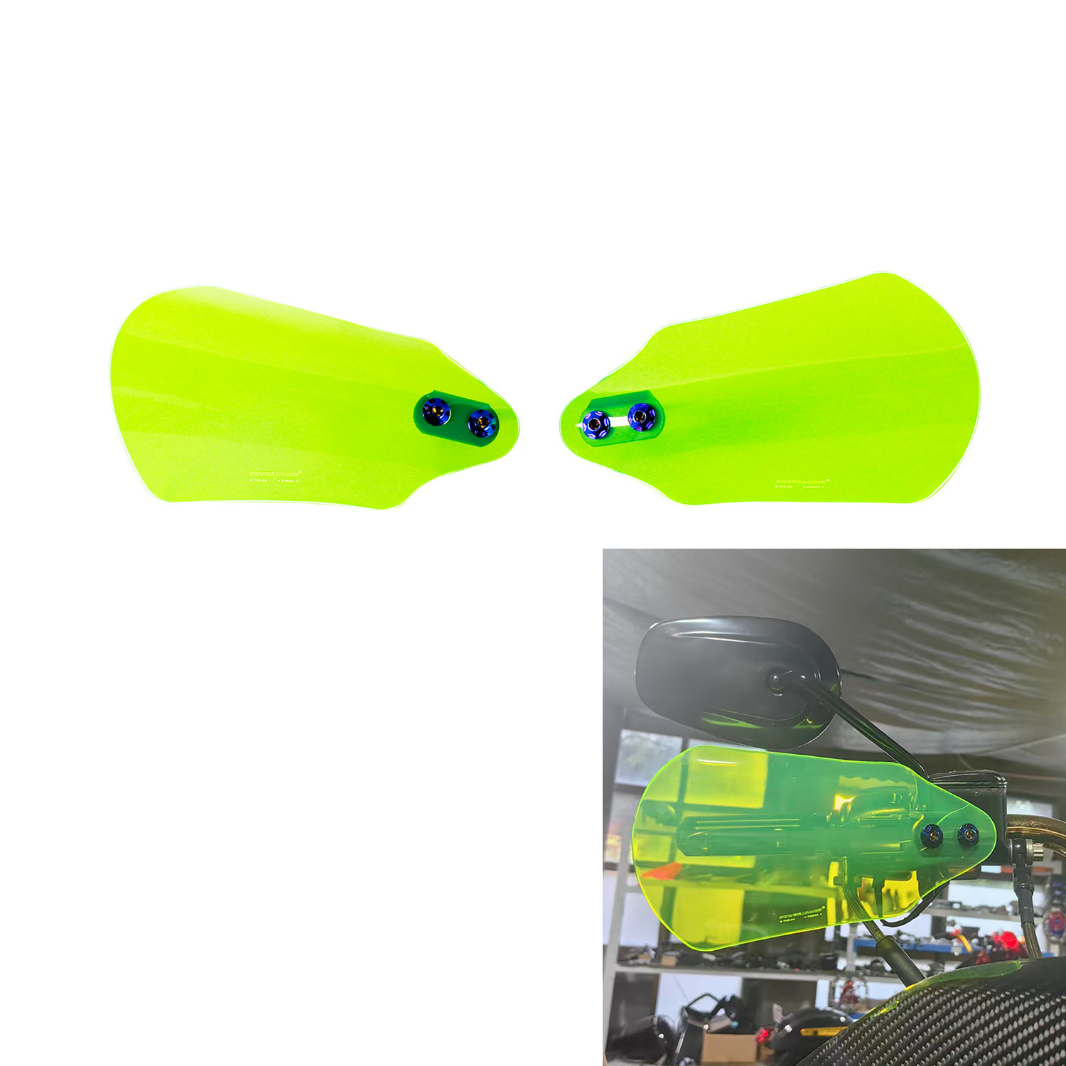 Transparent Green PMMA Acrylic Hand Grips Guard Air Deflector Fits Harley FLH FL