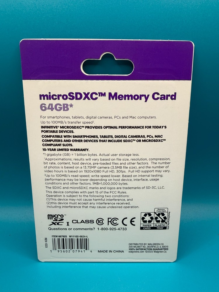 INFINITIVE 64GB Micro SDXC + adapter Flash Memory Card
