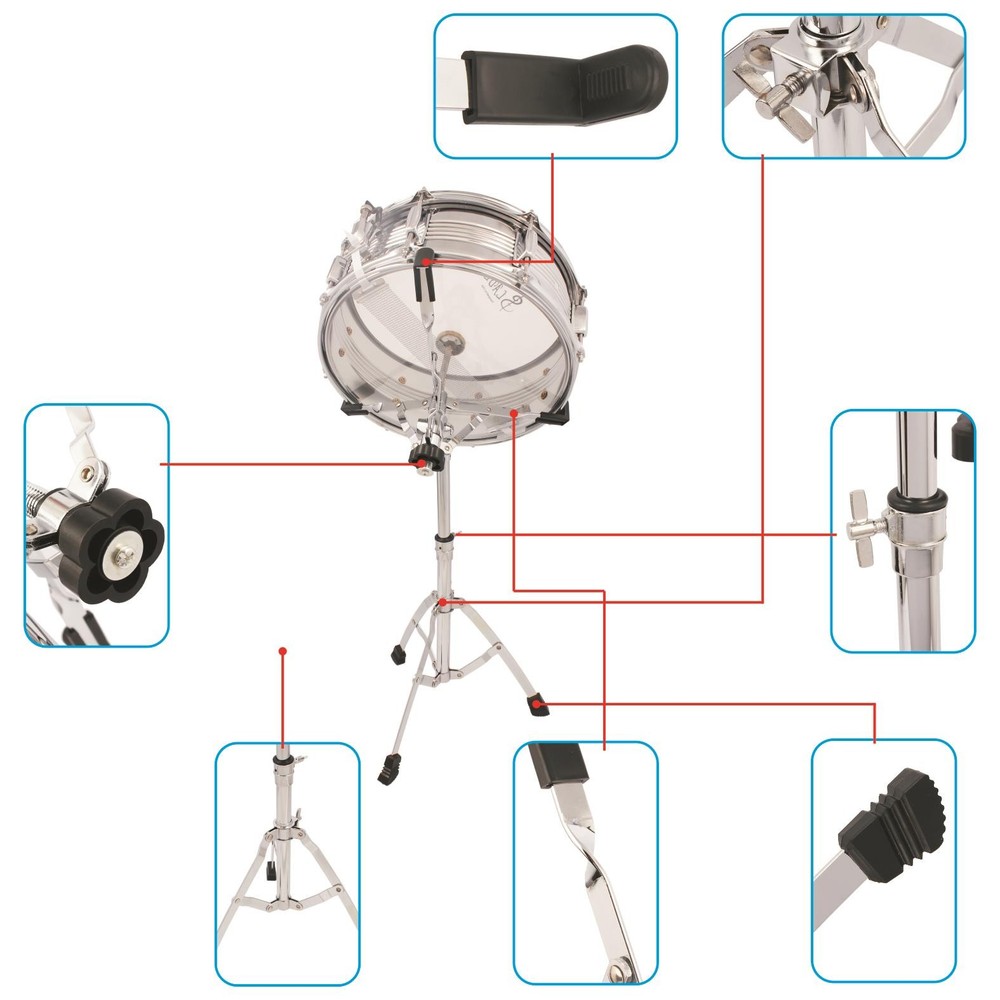 Snare Drum Stand Chrome Plating Hardware Percussion Holder Mount Adapter
