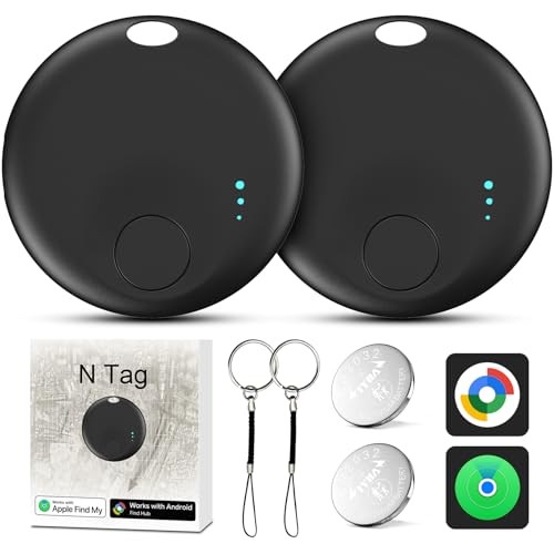 Air Tracker Tags for Android or iOS, Dual System Air Tracker-2 Pack, Black