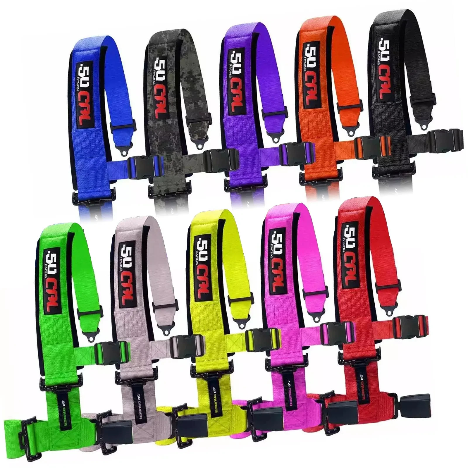 50 Caliber Racing 4-Point Harness Pro Series Button Release UTV RZR Maverick X3